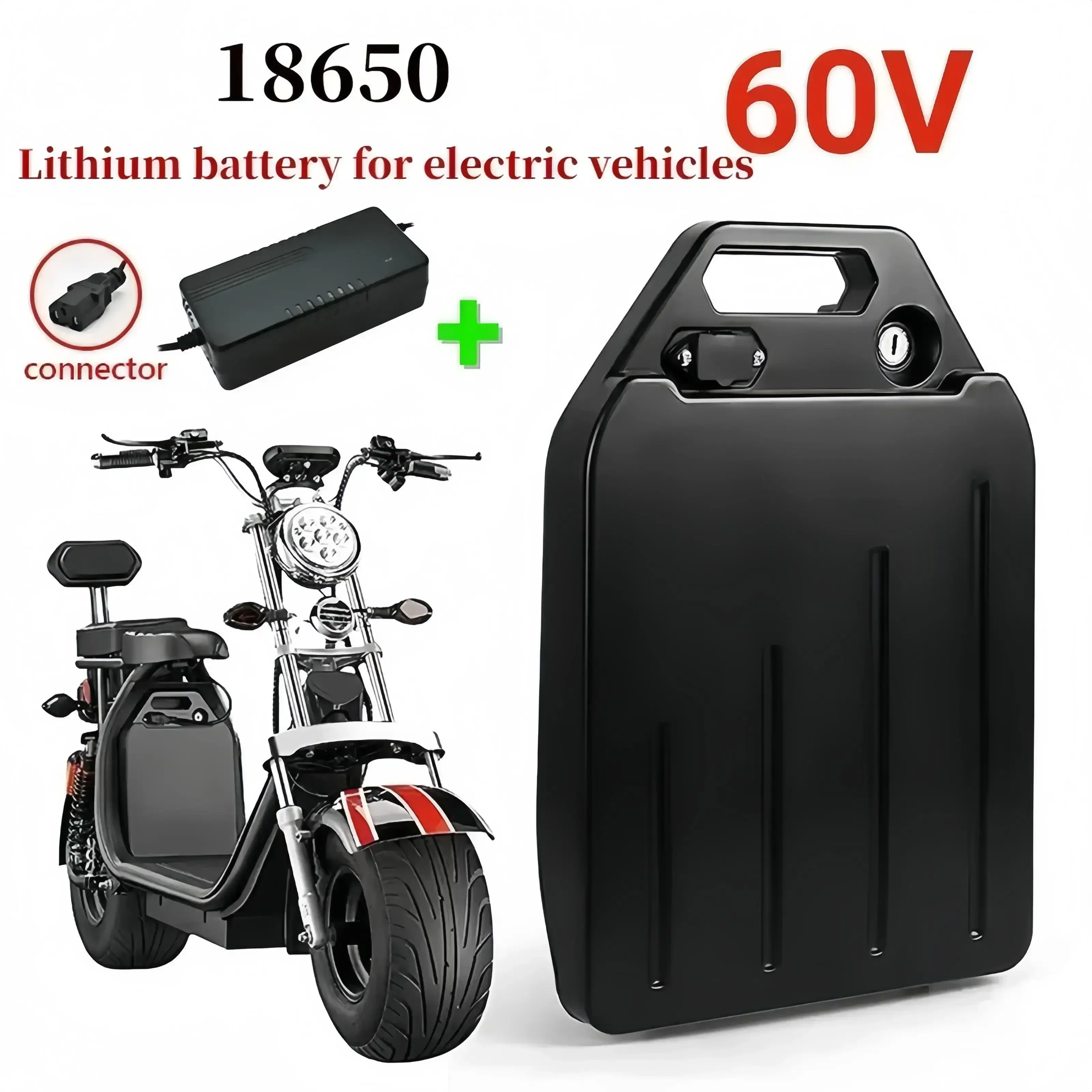 Bateria Harley Citycoco Bateria elektryczna 60V 30Ah-50Ah do motocykla Harley 250W ~ 1500W Wodoodporna bateria litowa + ładowarka 67,2V