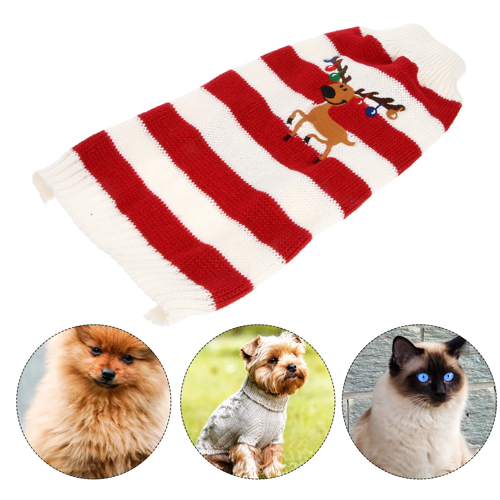 

Red L Size Pet Christmas Clothes Winter Dog Sweater Elk Knit Costume Warm Festival Themed Gift Pet Sweater