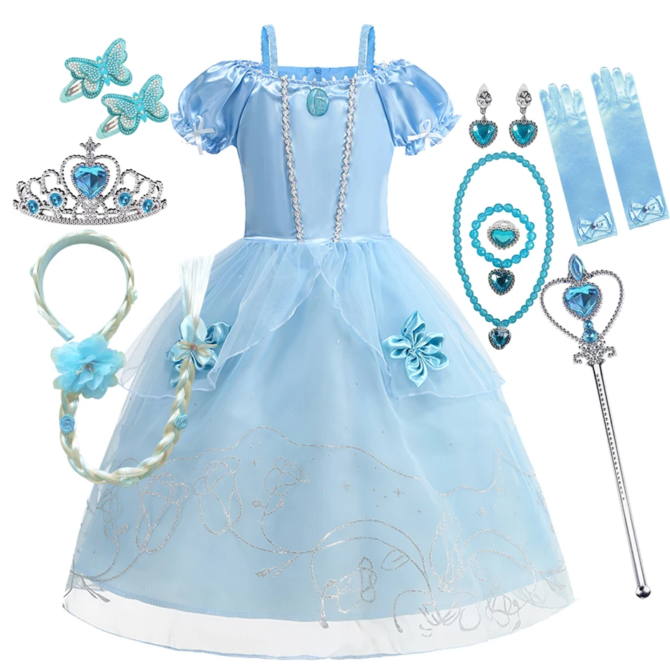 

Girls Cinderella Princess Costume Party Fancy Flower Vestido 2025 Christmas Birthday Carnival Dress Up Rapunzel Disguise Frock