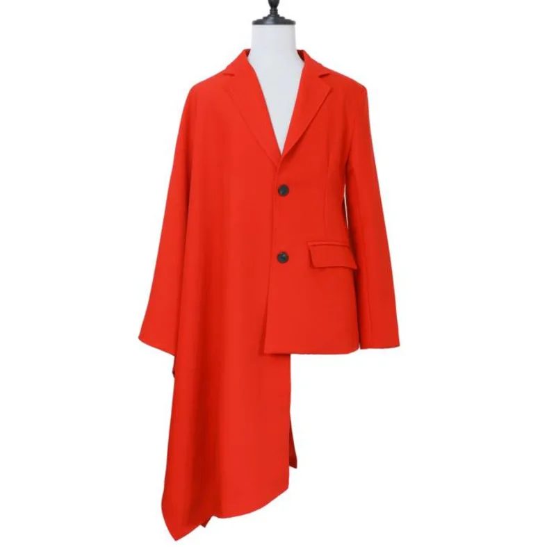 WVGA ربيع الخريف جديد رجل المد الظلام غير المتماثلة تصميم عصري بدوره إلى أسفل طوق البدلة الستر المتخصصة شيك سترات غير رسمية Ins W14648 #6