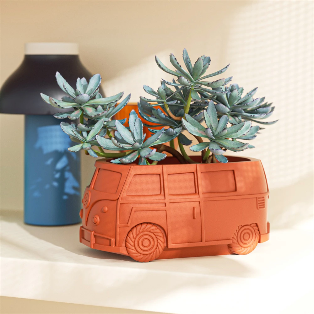 Boowan Nicole Retro Kombi Camper Van Flowerpot Silicone Mold for Cement Succulent Planter Mould Bonsai Indoor Decoration Tool