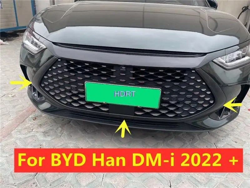 For BYD Han DM-i 2022 2023 Car Styling Accessories Front Center Mesh Moulding Grille Frame Grill Cover Strips Trims Decoration