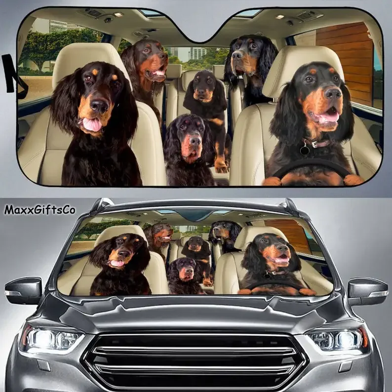 Gordon Setter Car Sun Shade, Gordon Setter Windshield, Dogs Family Sunshade, Dogs Car Accessories, Car Decoration, Dogs Lovers G