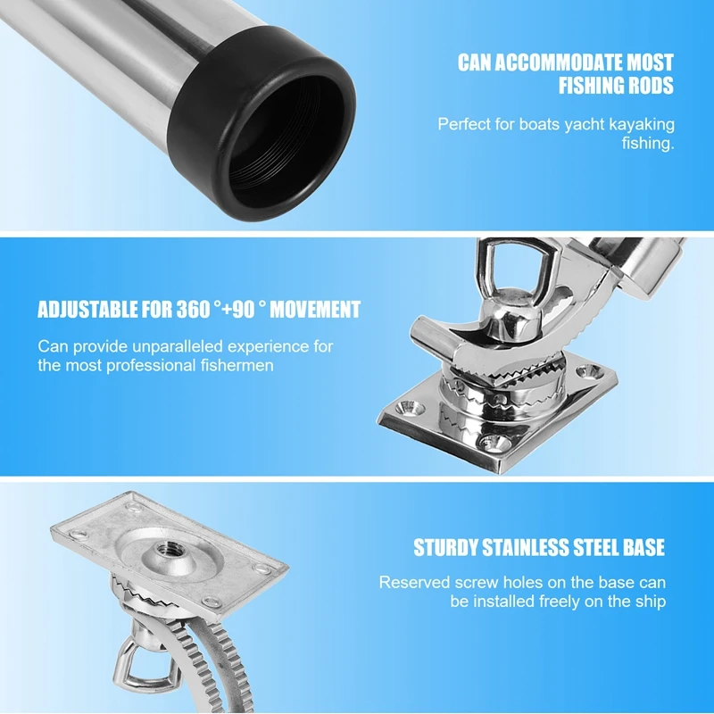 조정 가능한 보트 낚싯대 거치대, 보트 낚싯대 거치대, 거치대 실버