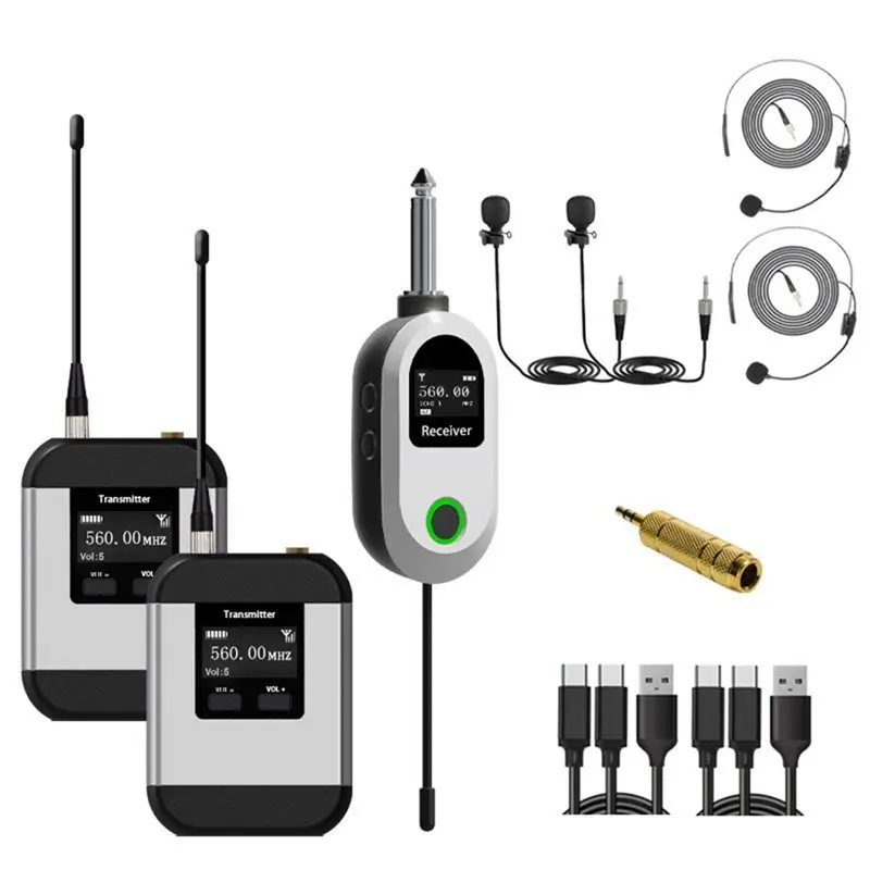 ABNR UHF Wireless Microphone System Dual Head Wearable And Lavalier Microphone For Events, Speeches & Recording