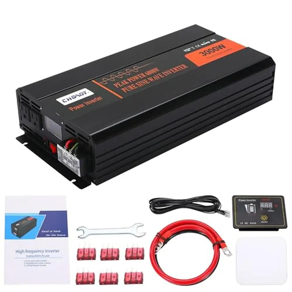 3000W Pure Sine Wave Inverter with Remote Control LCD Display USB Port Power Conversion Kit