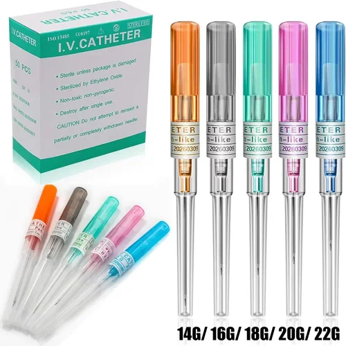 Imagen 2 del producto 50/10 piezas Agujas de perforación para catéteres 14G 16G 18G 20G, Agujas huecas para perforaciones de oreja, nariz, labio y ombligo, Suministro de agujas para piercings