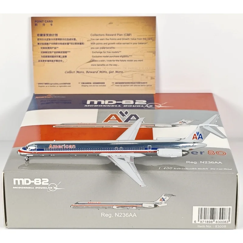 

NG Models Diecast 1/400 Scale American Airlines MD-82 N236AA Alloy Aircraft Model Toy Collectible Decorative Gift