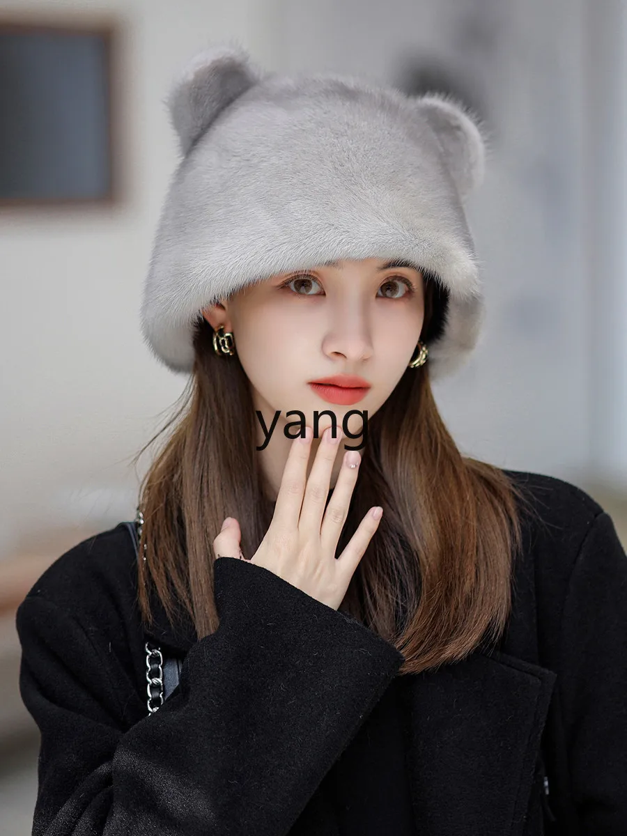 LMM autumn and winter mink hair ear protection warm fashion versatile new fur hat Korean version tide