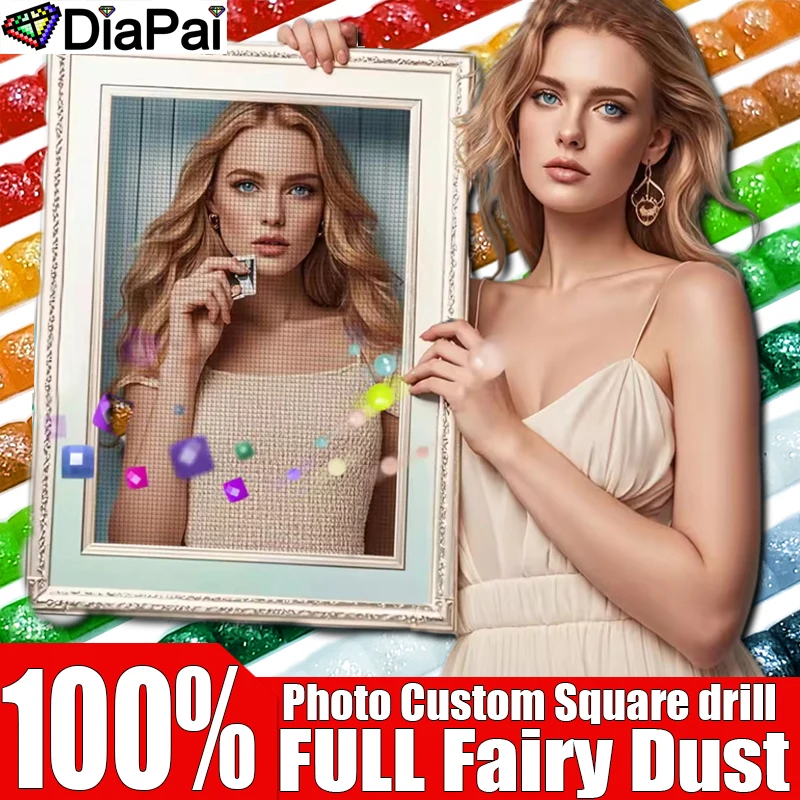DIAPAI 100% Full Fairy Dust Square Drill 3D Customized Pictu