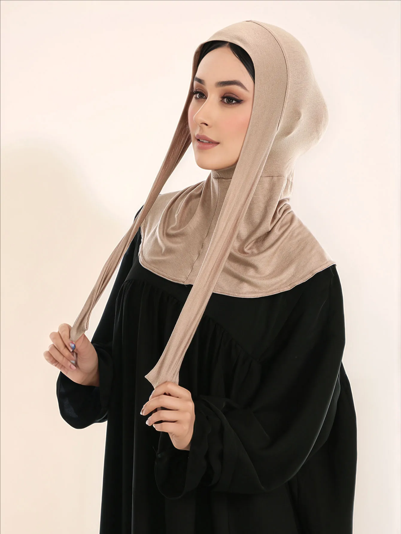 Modal Jersey Alfaro Hijab Cap Full Coverage Tie Back Under Cap Solid Color Muslim Woman Hijab Turban Innerscarf Bonnet 50*52cm