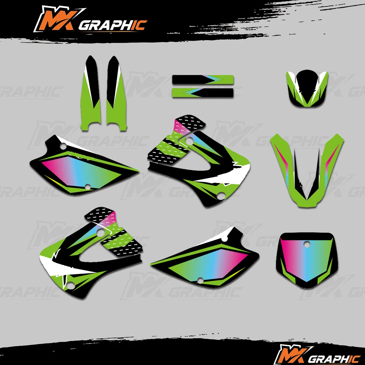 

MXGRAPHIC For Kawasaki KX80 KX85 KX100 KX 80 85 100 1998-2013 Graphics Decals Stickers kit Motorcycle Background