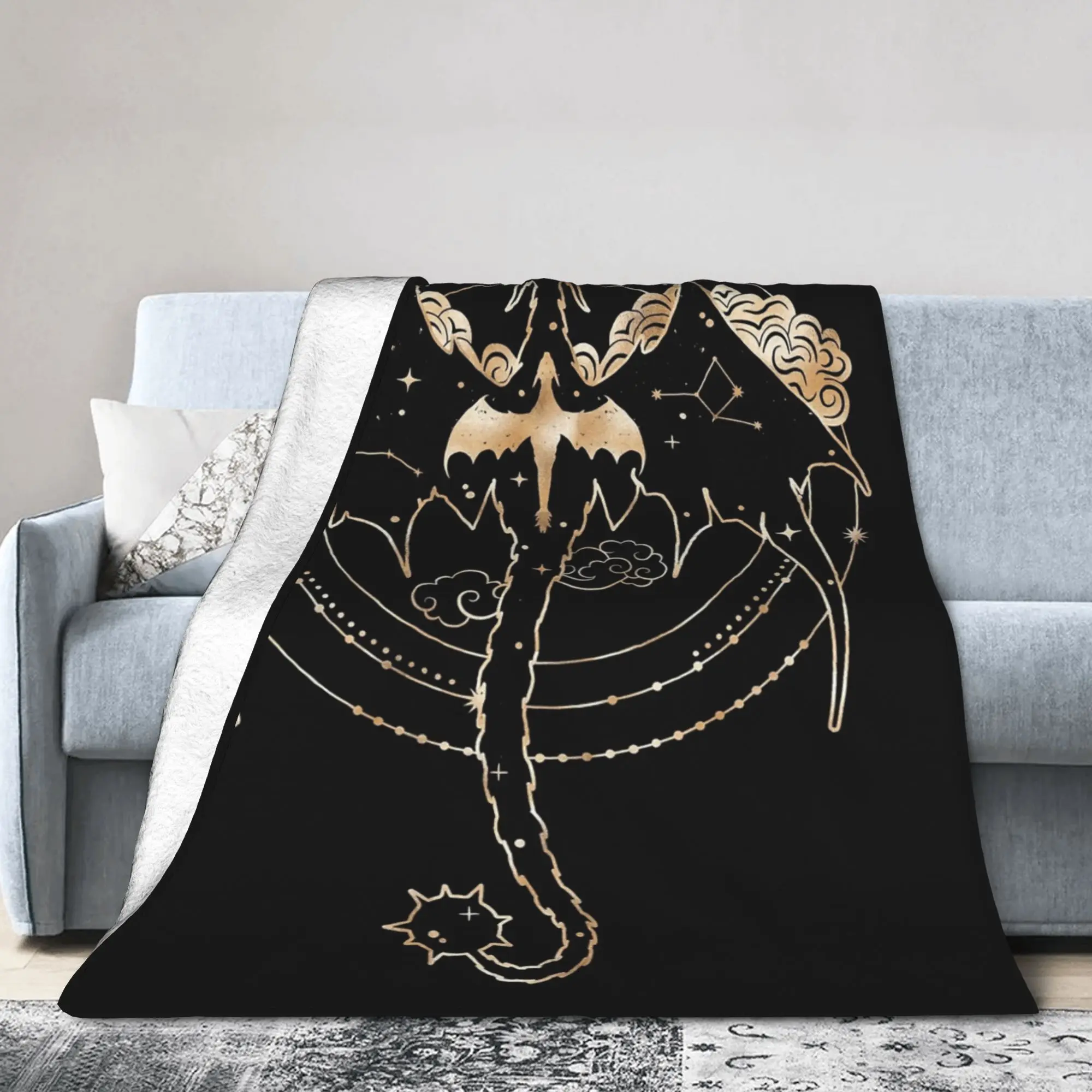 Celestial Tairn and Andarna Fourth Wing Blanket Fleece Spring/Autumn  Portable Thin Throw Blanket for Sofa Bedroom Bedspreads
