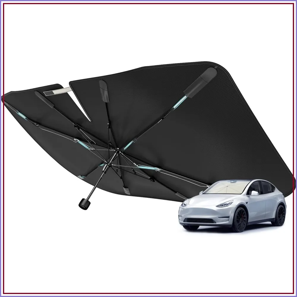 Upgraded Windshield Sun Shade Umbrella - Vinyl Coating Heat Shield, Keep Car Cool & Protect Interior, Spring Structure Edge, Medium 56