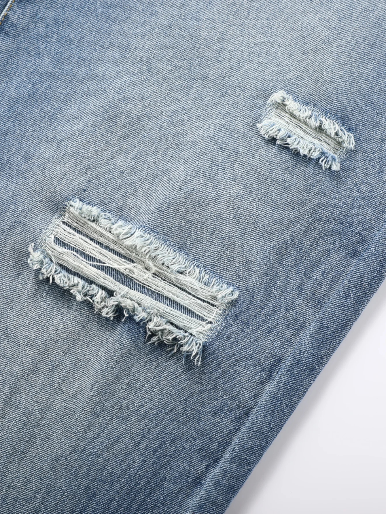 Men's Loose Straight Ripped Jeans Streetwear Denim Pants Casual Baggy Trousers 28-42 Blue Non-Stretch Cotton Vintage