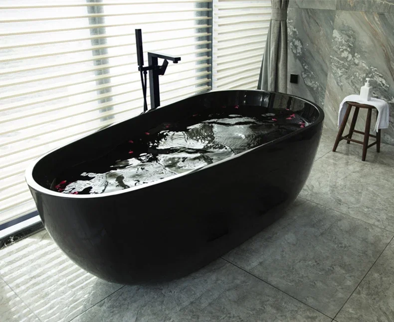 

Color bathtub home adult custom all-black all-red freestanding European-style bathtub