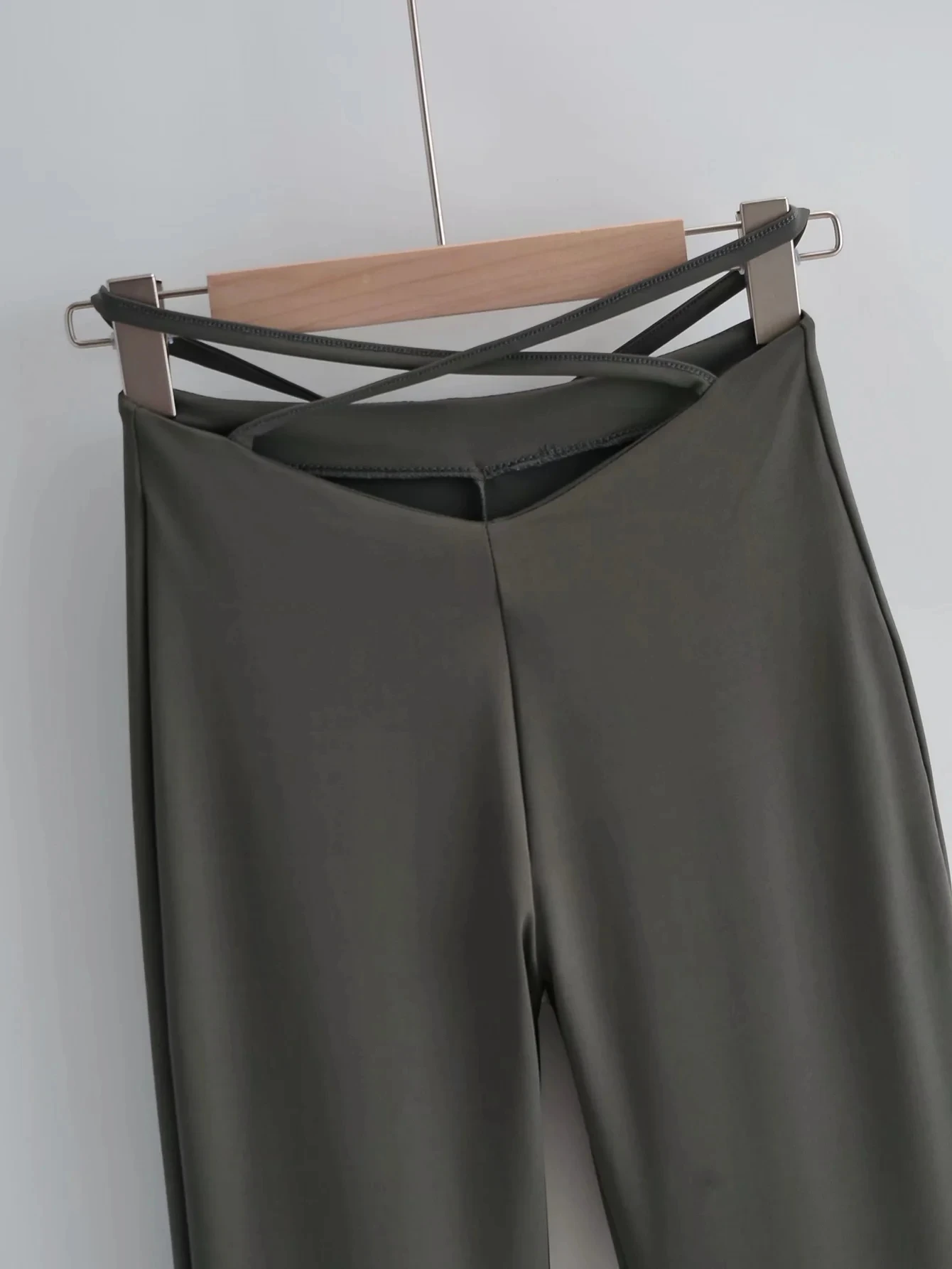 Damskie spodnie casual z wysokim stanem, z paskiem, wiązane, elastyczne, wyszczuplające, modne, długie spodnie, styl uliczny, wygodne, modne.