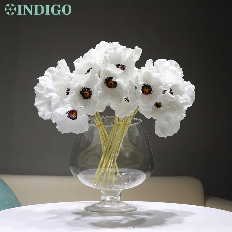 

INDIGO-PU Anemone Bouquet for Wedding Decoration, Artificial Flower for Table, Floral Event, Party Display, 35CM, 10PCS