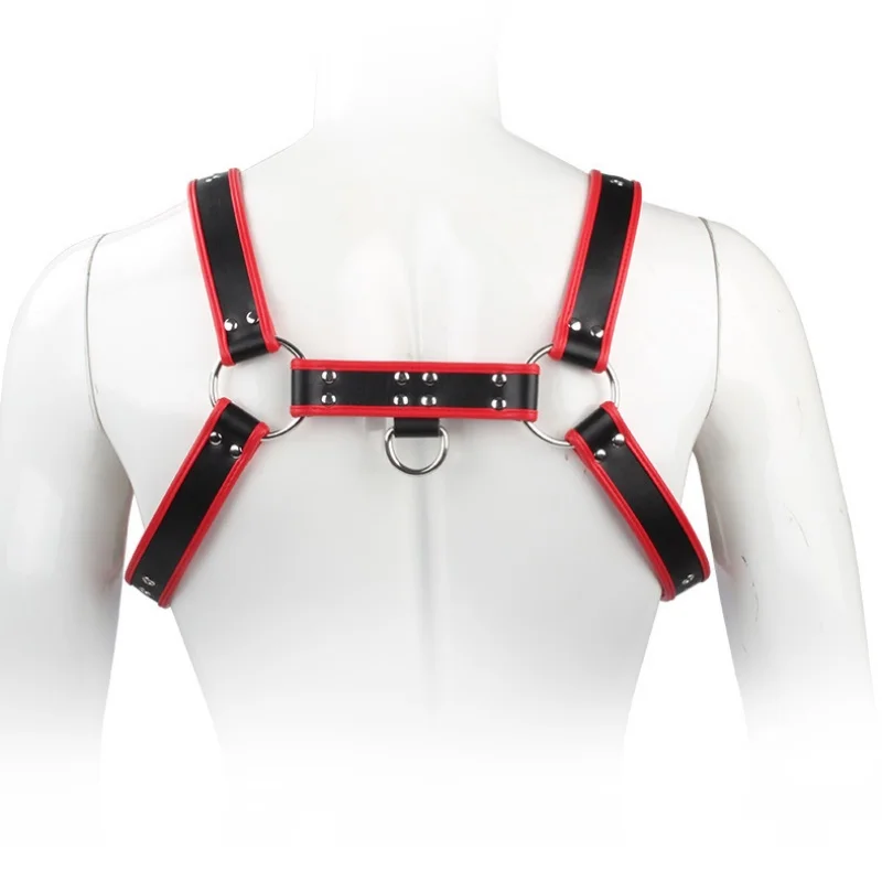 Fetish Leather Harness Bondage Chest Belt Double Shoulder Strap Carnival Party Nightclub Punk Adults Sexy Costumes Male Lingerie