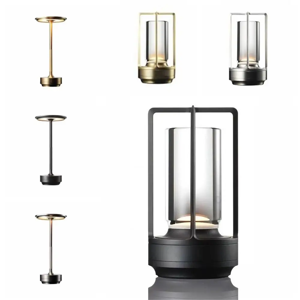 

Creative Crystal Lantern Lamp 3 Colors Dimmable Bedside Ambient Lights USB Rechargeable Cordless Portable Metal Table Lamp