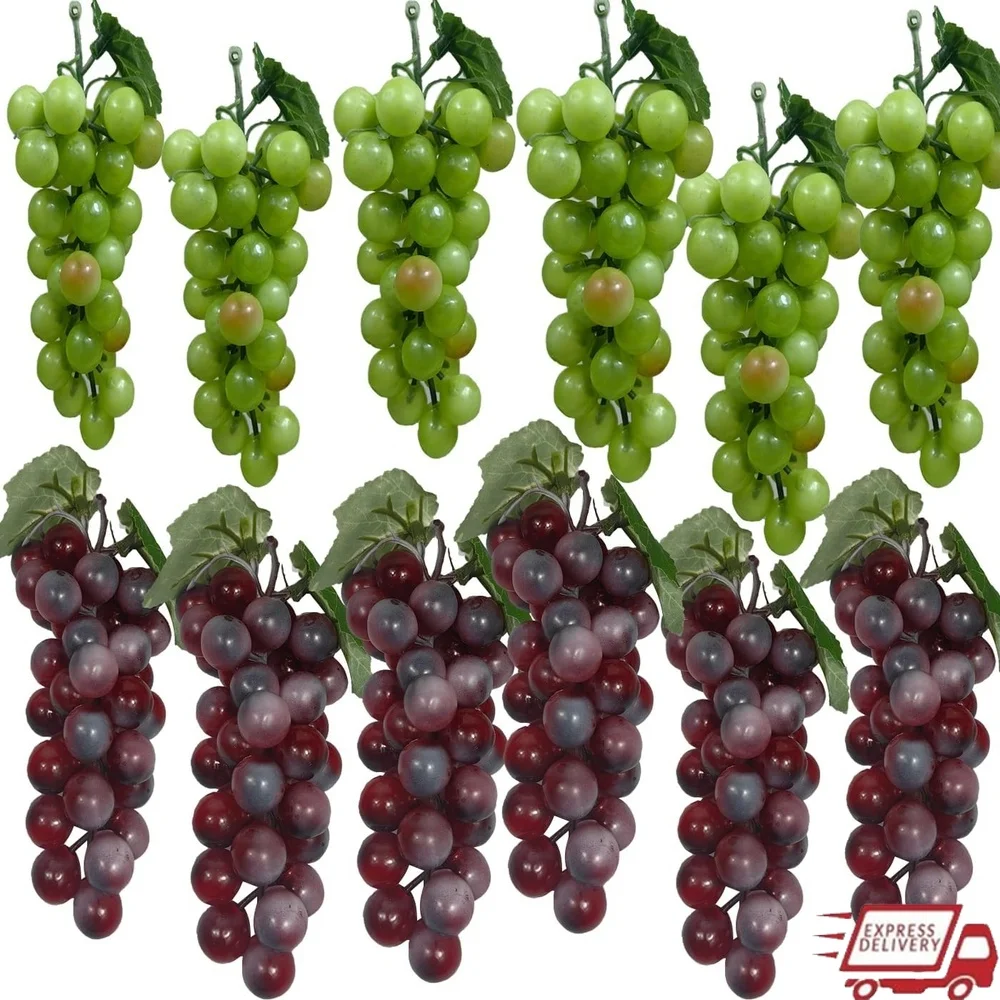 

Artificial Grapes Bunches Lifelike Simulation Fruit 12 Pieces Home Kitchen Party Decoration Wedding Photography Props