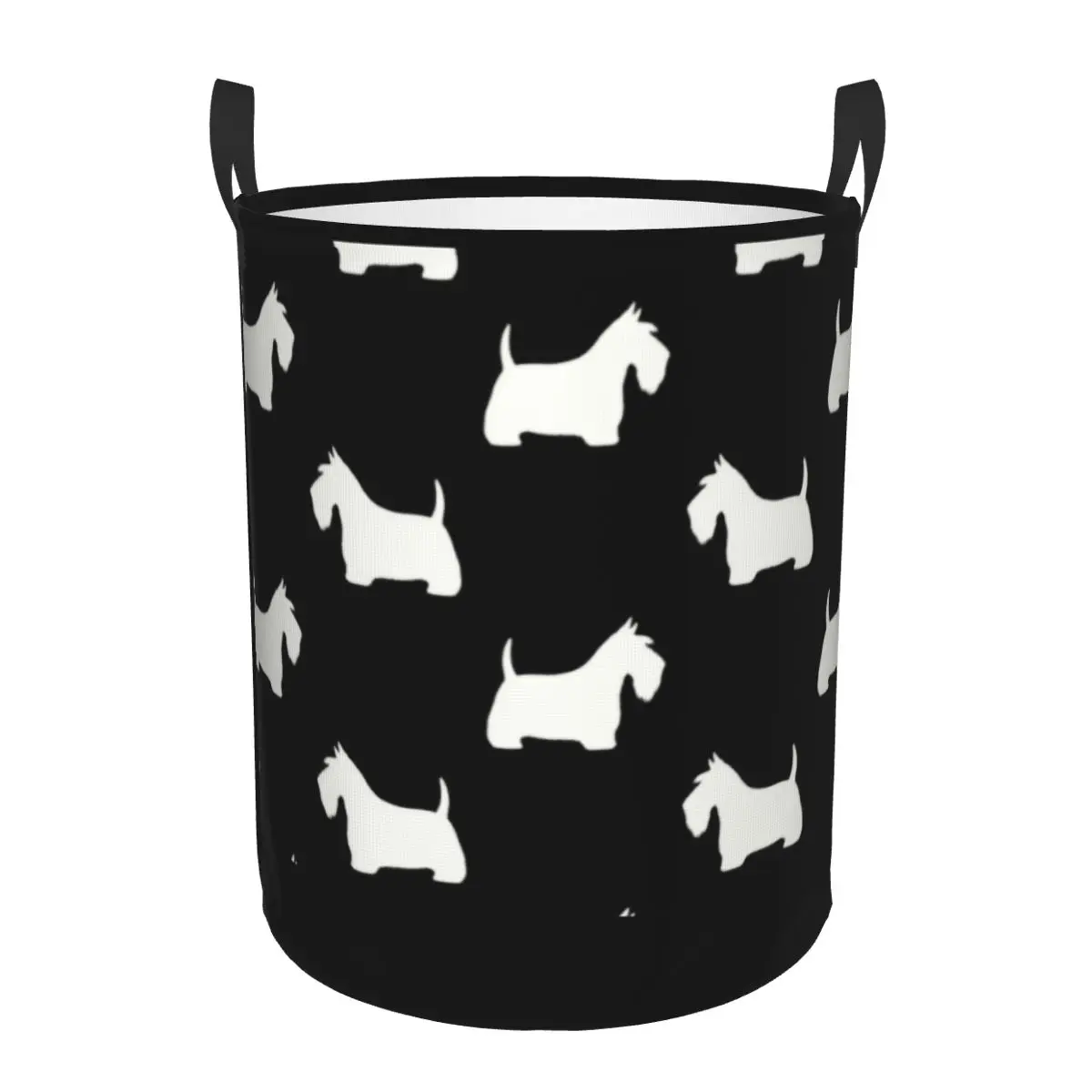 Custom Cute Scottish Terrier Silhouettes Laundry Basket Foldable Scottie Dog Clothes Hamper for Nursery Kids Toys Storage Bin