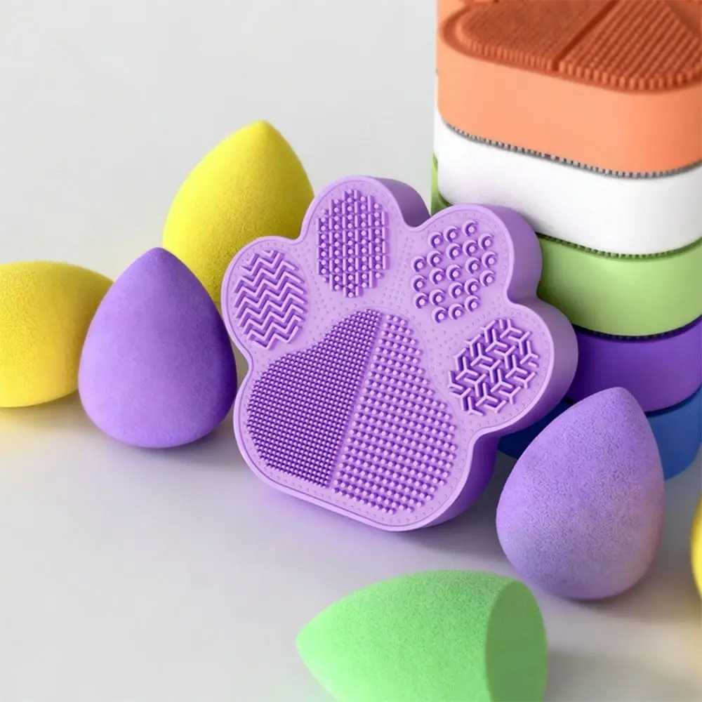 2-in-1 schoonmaakgereedschap voor make-upborstels Cartoon kattenpoot Veelkleurige displaystandaard Rek Multifunctionele siliconen borstels Droogplank