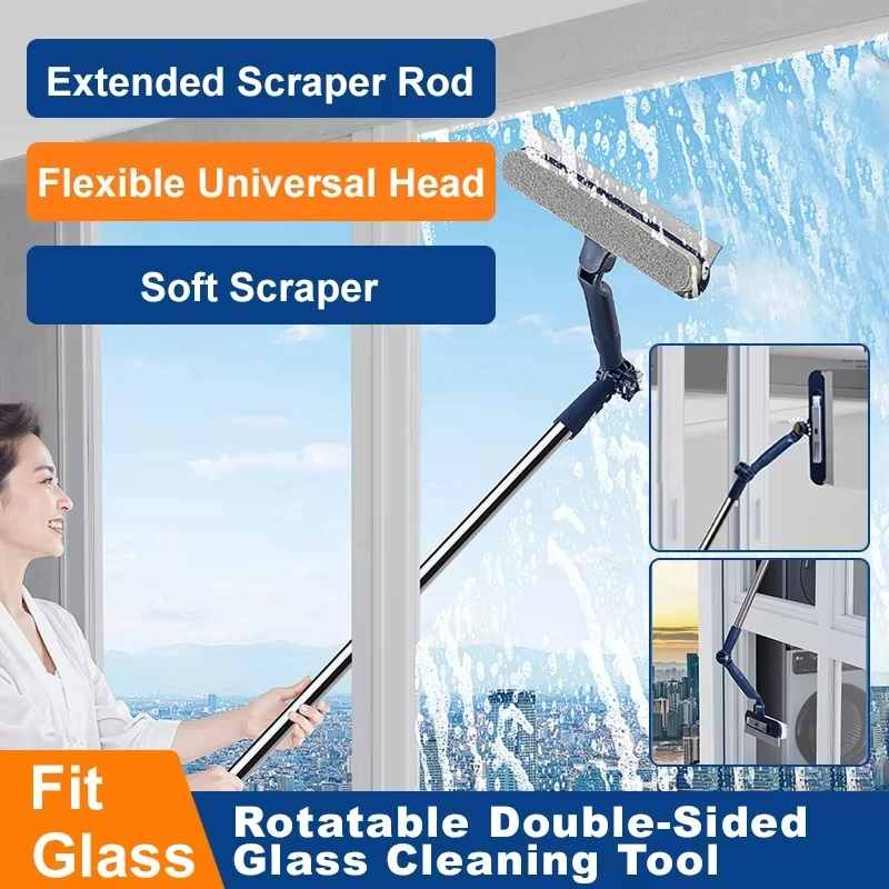 2-In-1 Squeegee And Detail Brush All-Purpose Cleaning Tool for Wall And Floor - Efficient Cleaning Tool Combo