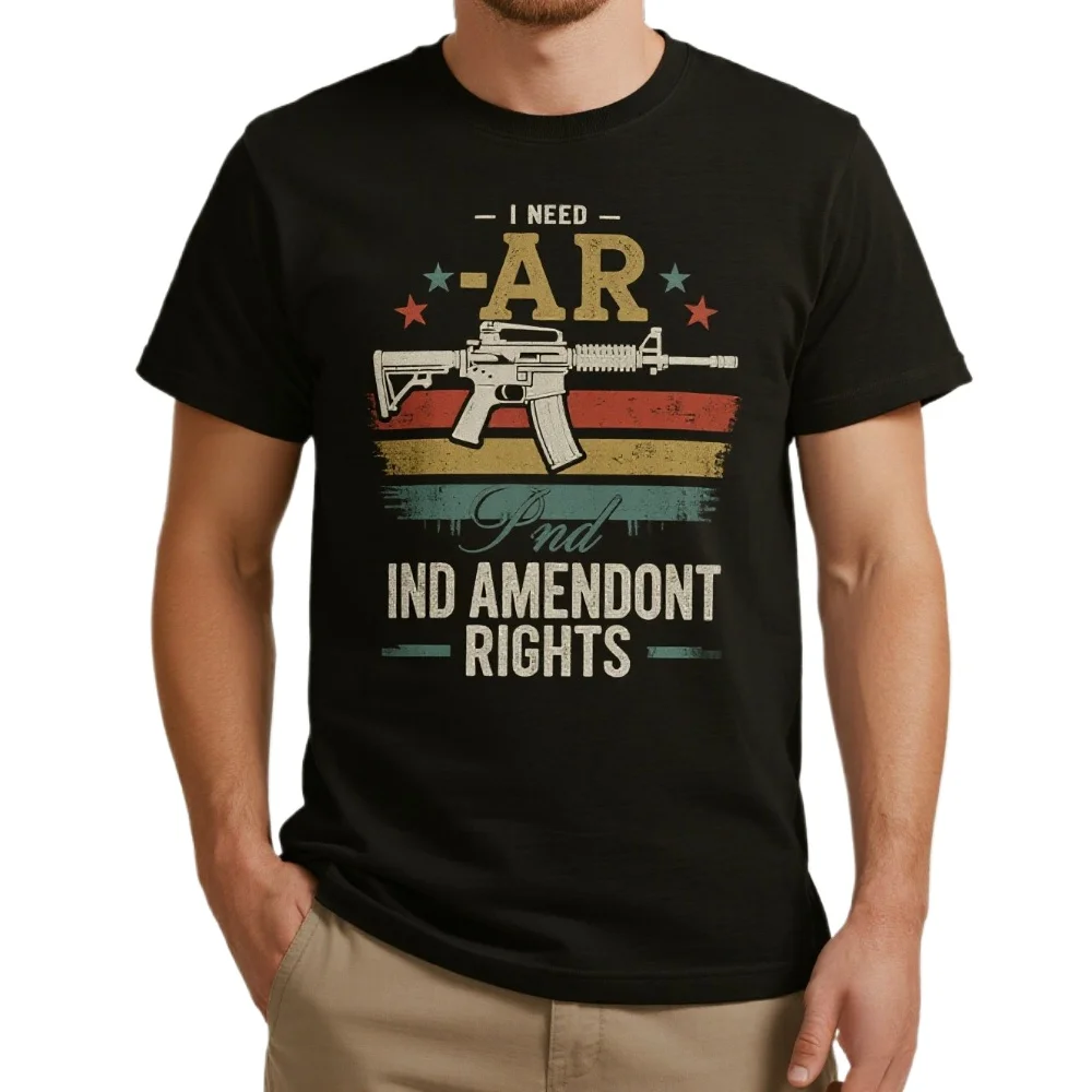 

Retro AR-15 Rifle 2nd Amendment Gun Rights T-Shirt 100% Cotton O-Neck Summer Short Sleeve Casual Mens T-shirt Size S-3XL