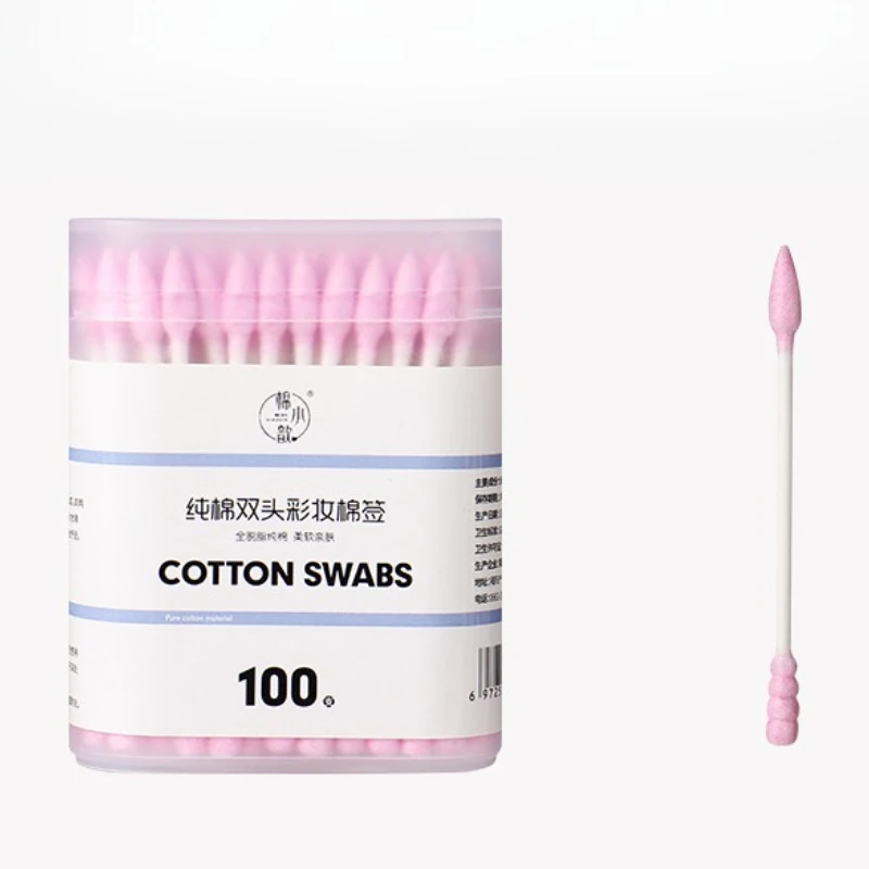 100 Uds. Por caja removedor de maquillaje de Color delineador de ojos limpiador hisopos de algodón puntiagudos en espiral de doble punta