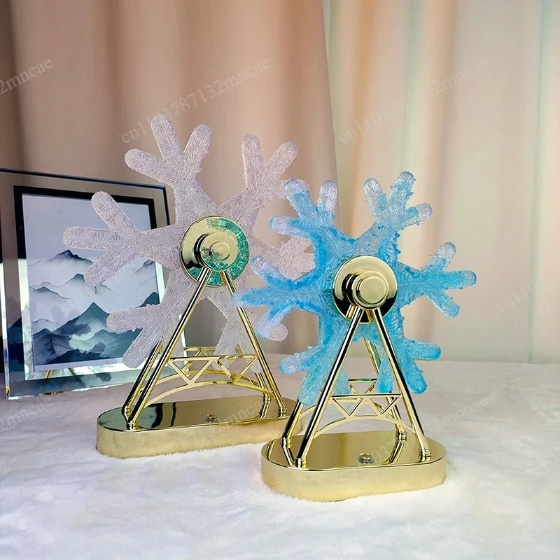 High-end Merchandise Gifts Advancedornaments Bedside Snowflake Three-color Dimming Atmosphere Night Light Dewaxing Ancient Glass