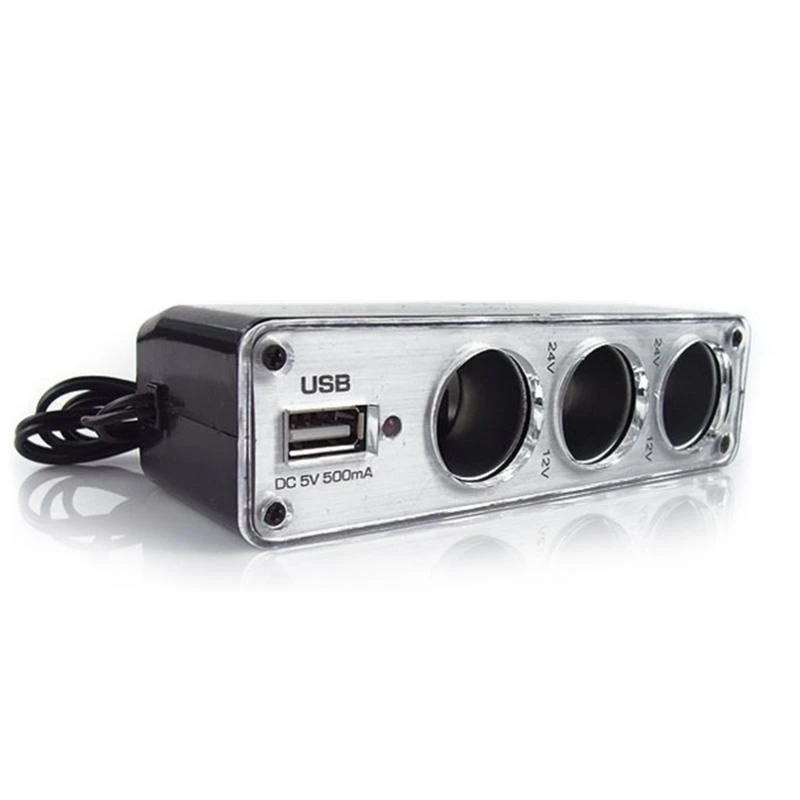 

Auto Socket USB Charging Power Triple Adaptor Splitter Multiple Devices