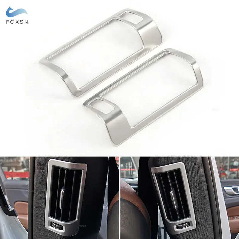 For Volvo XC60 2th 2018 XC90 2015 2016 2017 2018 Stainless Steel Interior Middle Pillar Air Vent Outlet Cover Trim Accessories