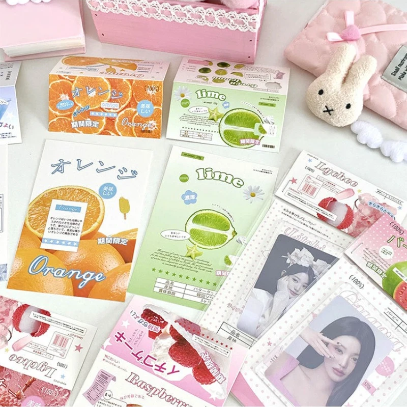 10Set Korean Cute Fresh Fruit Style Card Packing Supplies Card Head & Card Back & Opp Bag Kpop Idol 3-inch Photocard Packaging