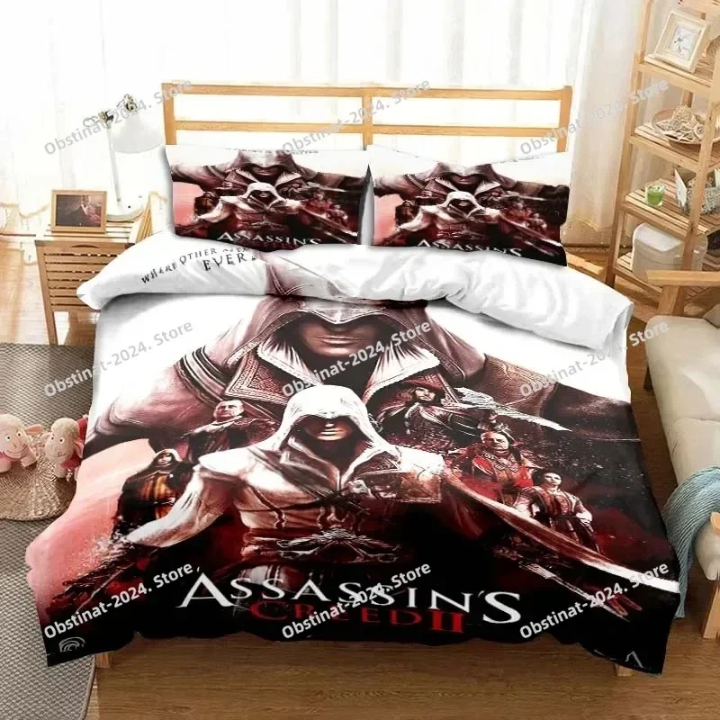 لعبة لحاف من جانب واحد A-Assassin Creed طقم سرير طباعة طقم سرير مع كيس وسادة سرير مفرد مزدوج الملكة سوبر كينج الحجم