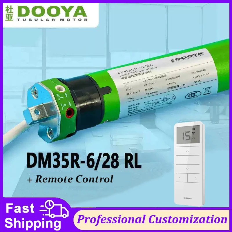 Dooya DM35R 6/28 35mm Roller Blinds Tubular Motor 220/230V 50/60HZ 433mhz Wireless Remote Control Fast Motor for 45/50mm Tube
