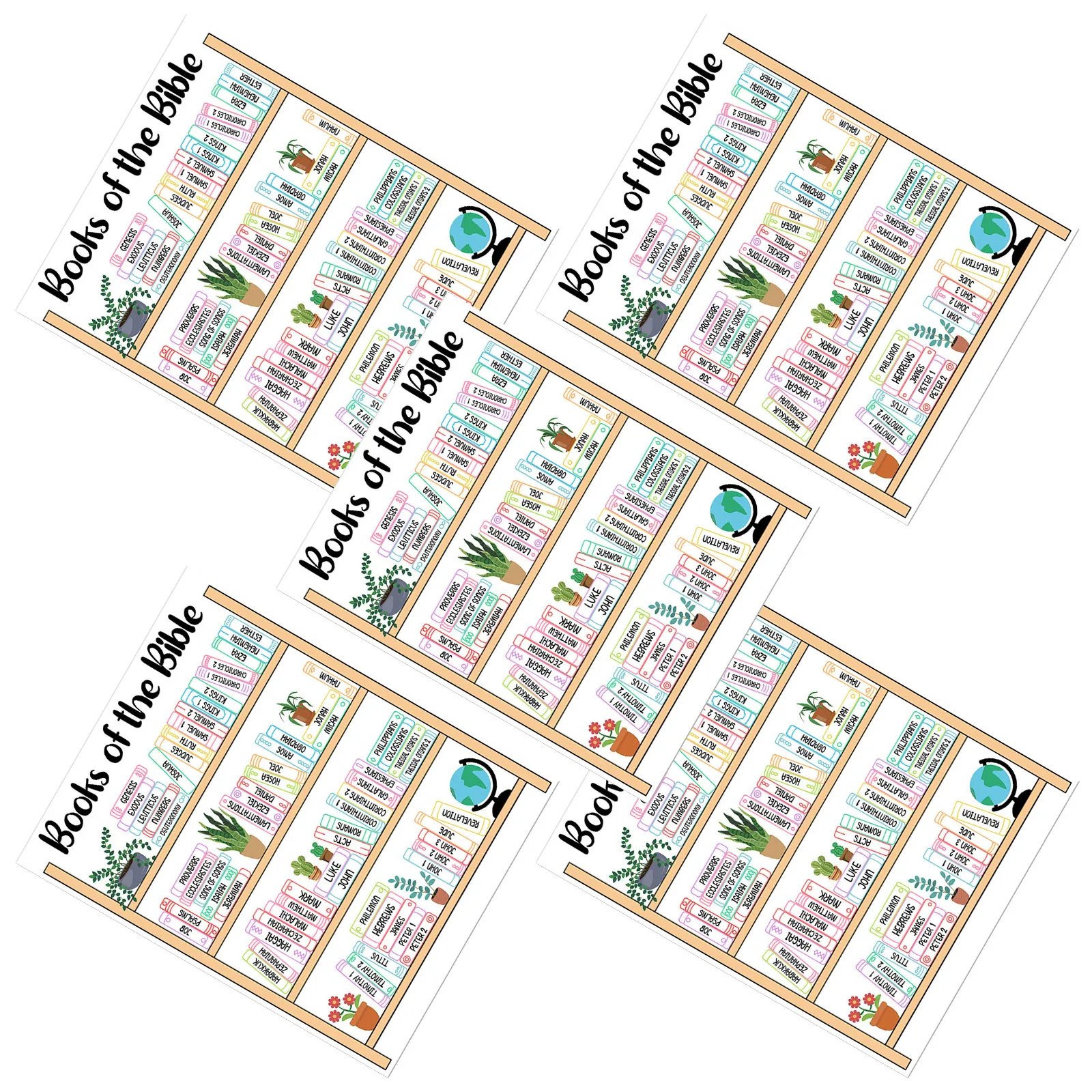 5Pcs Bible Book Shelf Sticker Visual Progress Labels Scripture Study Organizer Dashboard Stickers