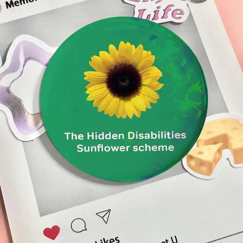 Hidden Disability Sunflower Awareness Round Badge Lapel Pin Backpack Clothing Jewelry Accessories Gift Brooch