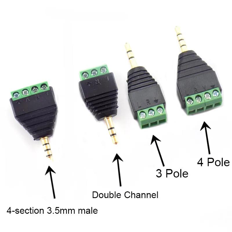 Video AV balun terminals 3.5mm Stereo Jack Plug 3/4 Pole Stereo Male Converter Adapter Diy Audio connector