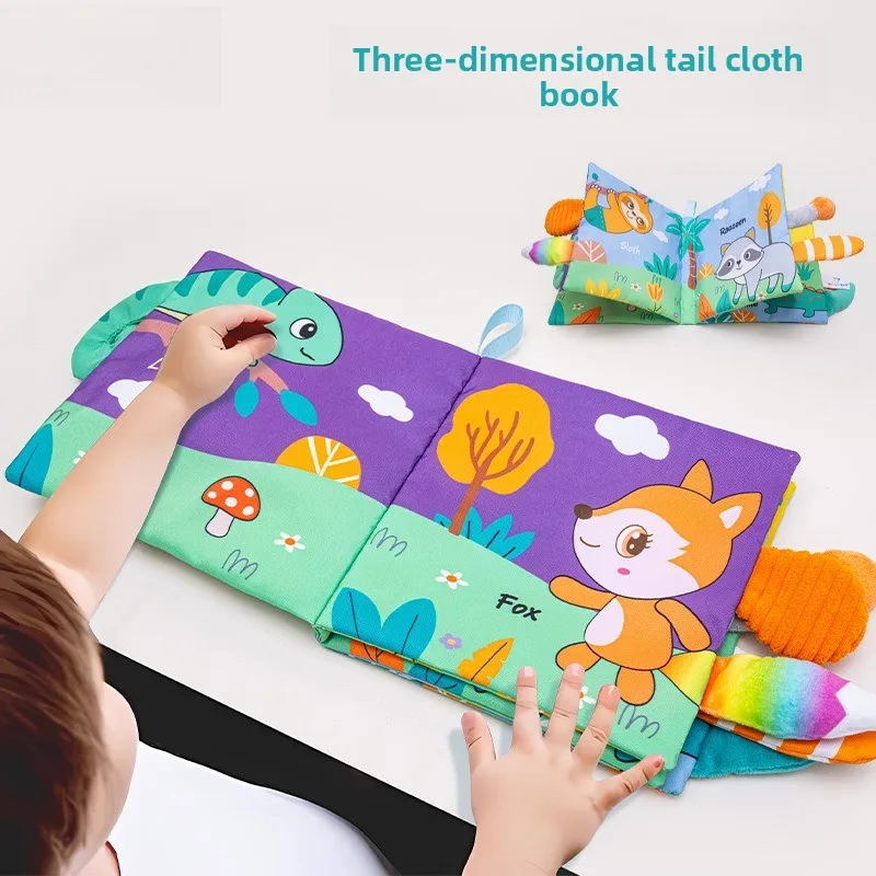 3D Tails Touch Fabric Book Crinkle Paper Textures Quiet Safe Hand Skill Training Sensory Development For Infants
