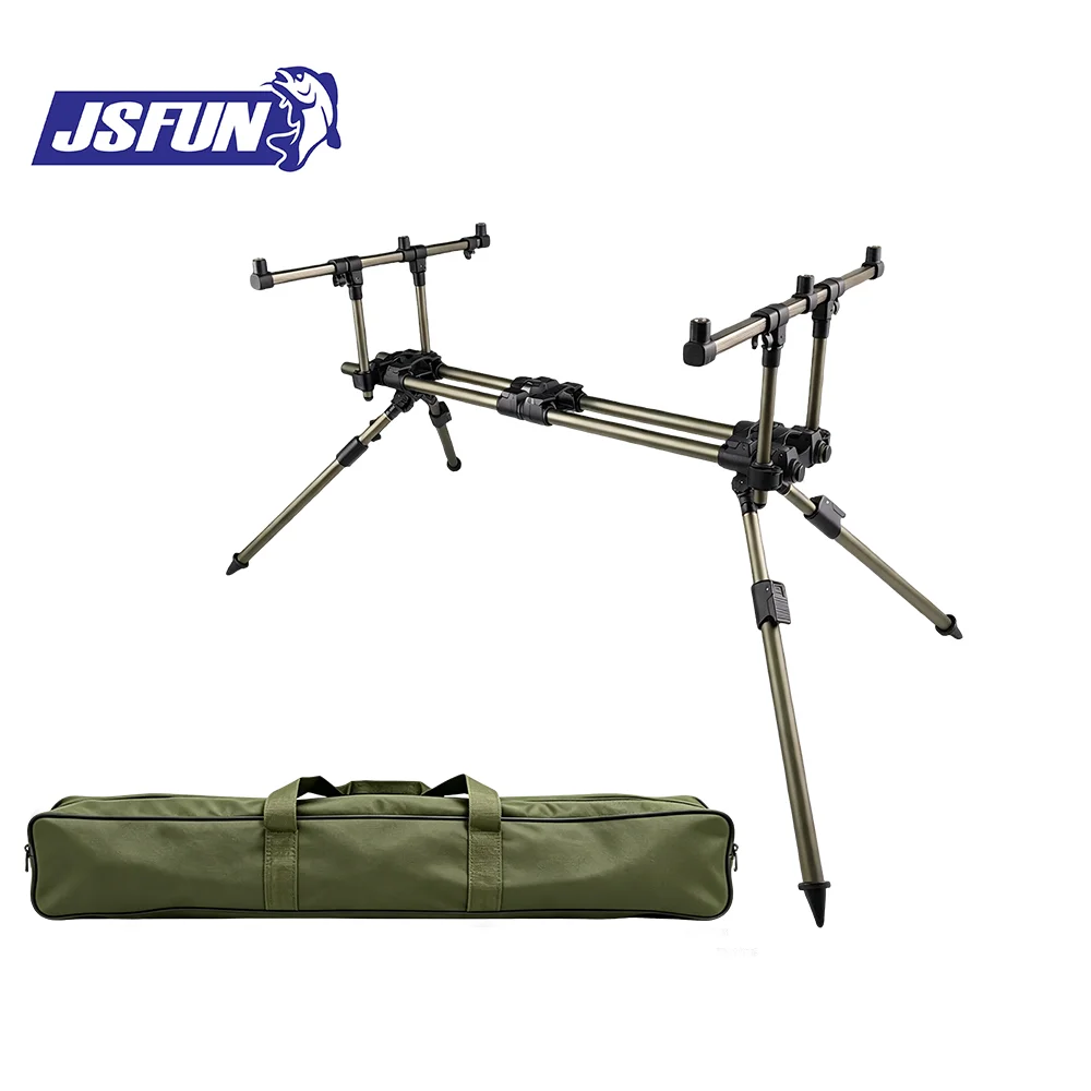 Foldable 3 Rod Carp Rod Pod, Adjustable Aluminium Fishing Rod Support Stand with Carry Bag for Carp Bank Fishing