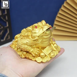Golden Lucky Money Citrine Toad Frog Dragon Feng Shui Figurines Sculpture Statue Good Fortune Wealth Home Decoration Ornaments