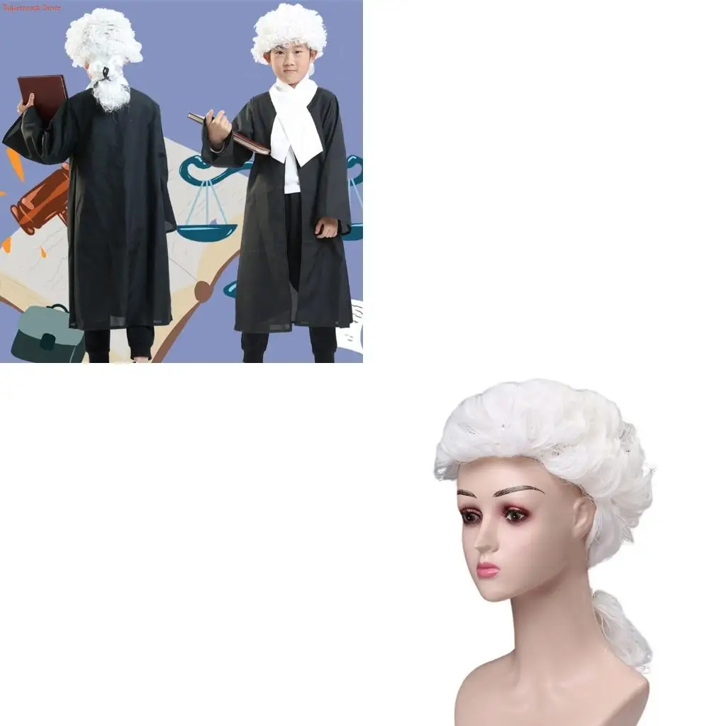 Q5WE Kids Lawyer Judge Costume Professional Role Play Outfit Cosplay Wigs For School Activity And Halloween Parties