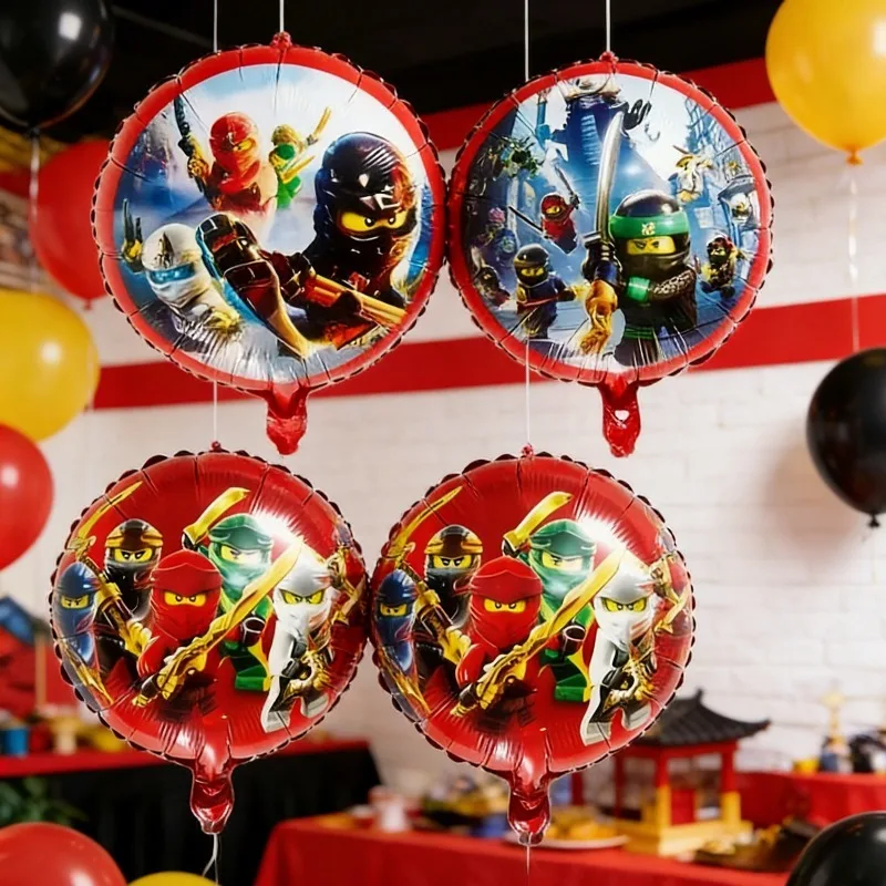 2 runde Ninja-Folienballons, Aluminium-Heliumballons für Kindergeburtstagsfeiern, Dekorationen und Zubehör – Detail 4