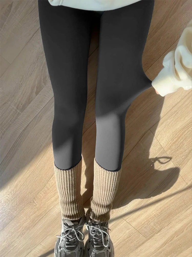 

ay arkskin Yoga Pants Women's High Waist Thiened Fce Lined Butt Lifting Trousers Tight Fit Cotton Base Layer Pants