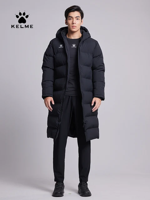 KELME męska kurtka zimowa długi solidny sportowy płaszcz treningowy męski płaszcz znosić ciepły bawełniany wyściełany płaszcz zimowy damski 8261MF1014