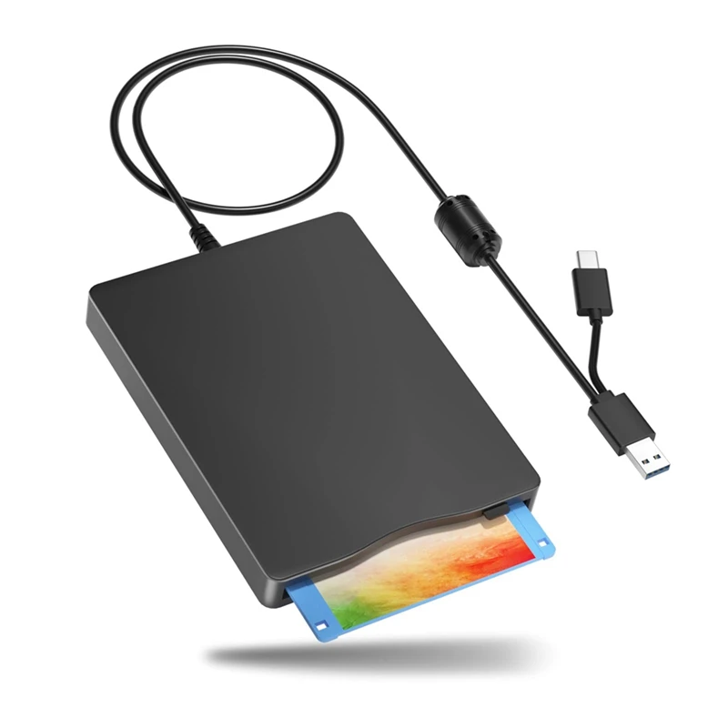 Floppy Disk Reader, 3.5 Inch External Floppy Disk Drive With USB Type-C, Portable FDD Floppy Disk Drive For Laptop PC