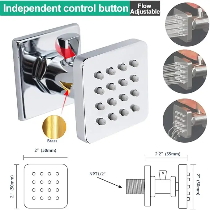 レインフォールシャワー水栓セット 浴室シャワーシステム 壁掛けスクエア高圧シャワー器具