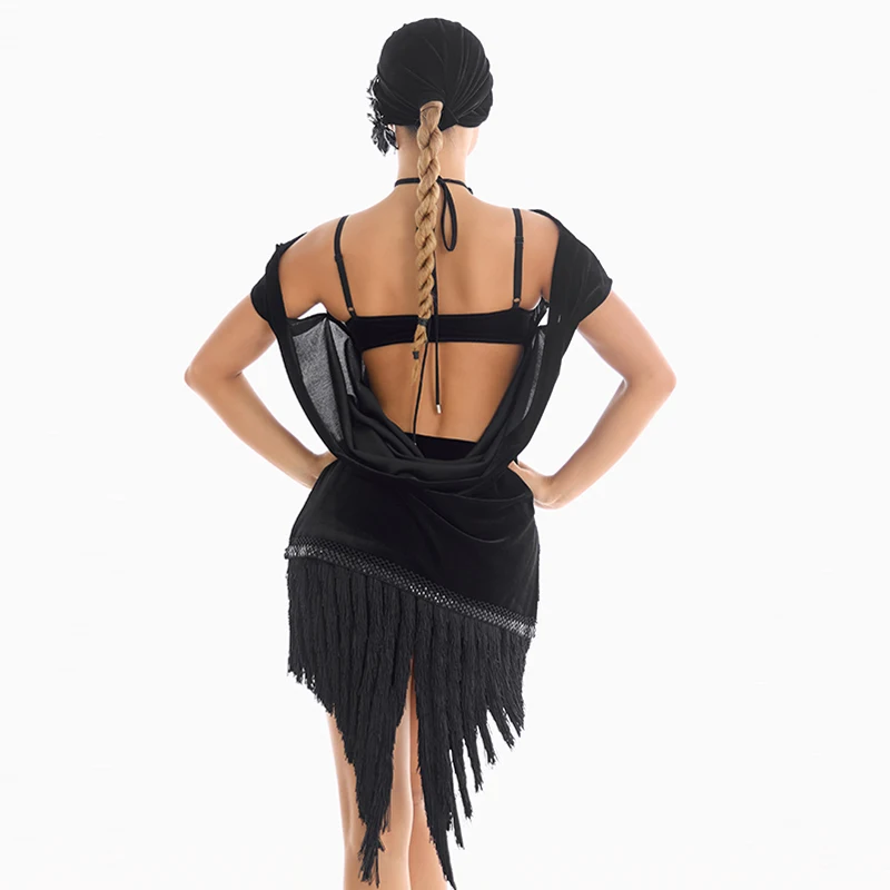 Nouvelles femmes Costumes de danse latine dos nu Sexy haut Latin glands jupes adultes Chacha danse latine Performance vêtements SL14730