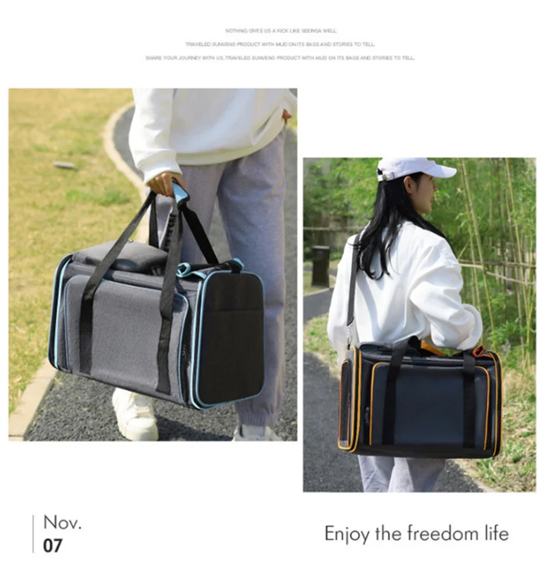

Foldable Cat Carrier Bag Large Capacity , Breathable Portable Pet Travel Bag Pet Carrier Bag for Two Cats Outdoor Pet Supplies